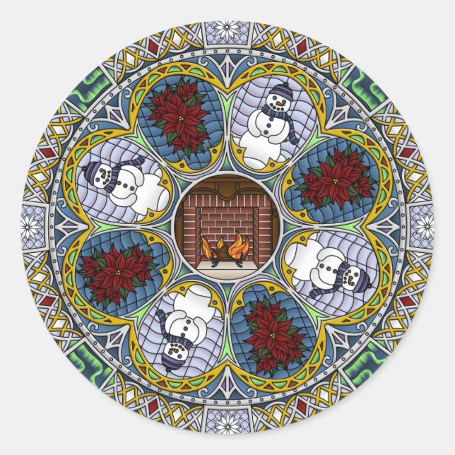 Adesivo Redondo Winter Nouveau Sticker (Frente)