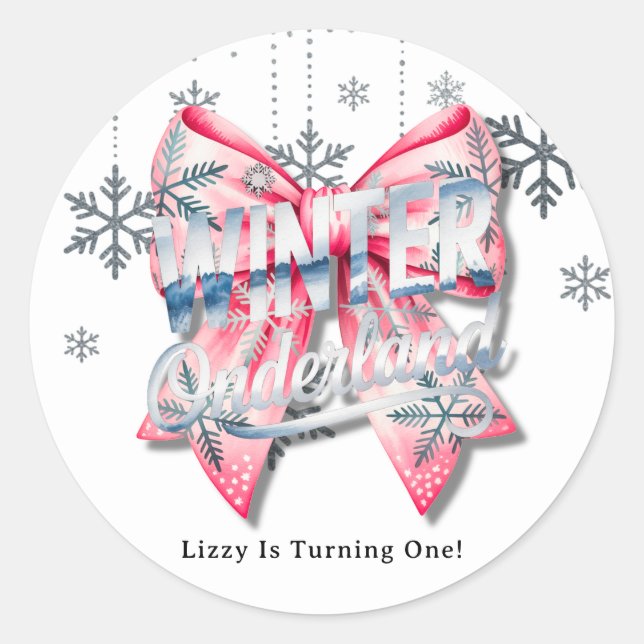 Adesivo Redondo Winter Onderland Girl 1rua. Festa de aniversário (Frente)