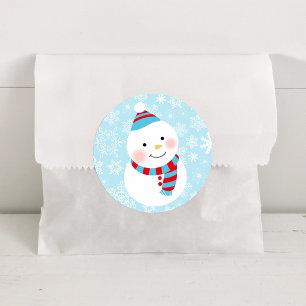 Adesivo Redondo Winter ONEderland Boneco de Neve Face Floco de Nev