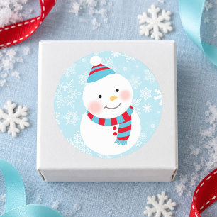 Adesivo Redondo Winter ONEderland Boneco de Neve Face Floco de Nev