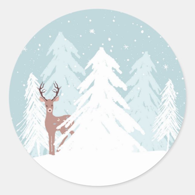 Adesivo Redondo Winter Onederland First Birday Sticker Deer (Frente)