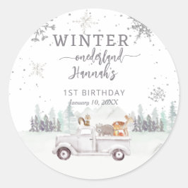 Adesivo Redondo Winter Onederland First Birthday Favor