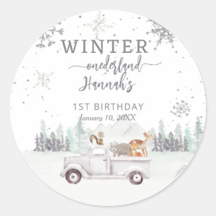 Adesivo Redondo Winter Onederland First Birthday Favor