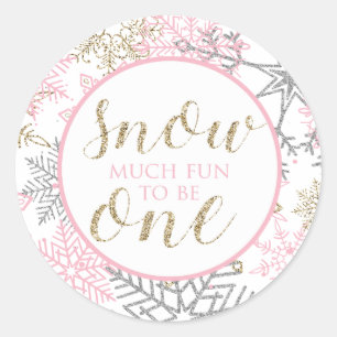 Adesivo Redondo Winter Onederland Snow Muito Divertido para ser um