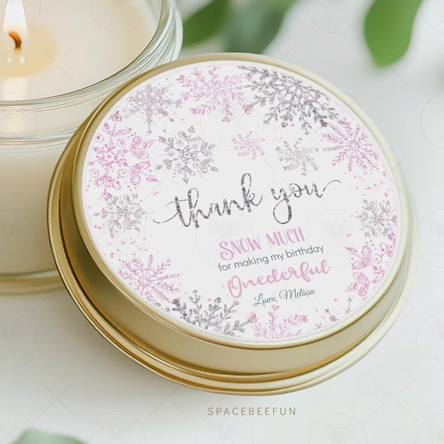 Adesivo Redondo Winter ONEderland Snowflake aniversário (Winter ONEderland snowflake birthday sticker, snowflake birthday classic round sticker, winter wonde)