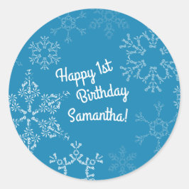 Adesivo Redondo Winter Onederland Snowflake Kid Party (Festa de pr