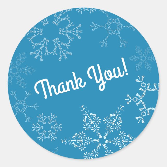 Adesivo Redondo Winter Onederland Snowflake Kid Party (Festa de pr (Frente)