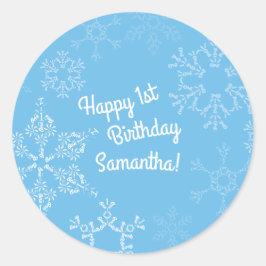 Adesivo Redondo Winter Onederland Snowflake Party (Festa de primei