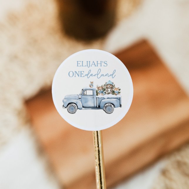 Adesivo Redondo Winter Onederland Woodland Animals 1st Birthday (Criador carregado)