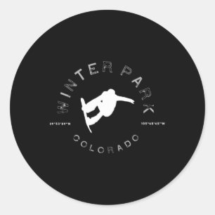 Adesivo Redondo Winter Park Colorado Graphic Vintage Snowboard T