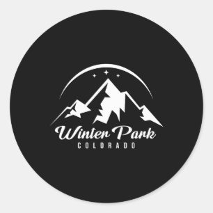 Adesivo Redondo Winter Park Colorado Ski Resort Skiboardin