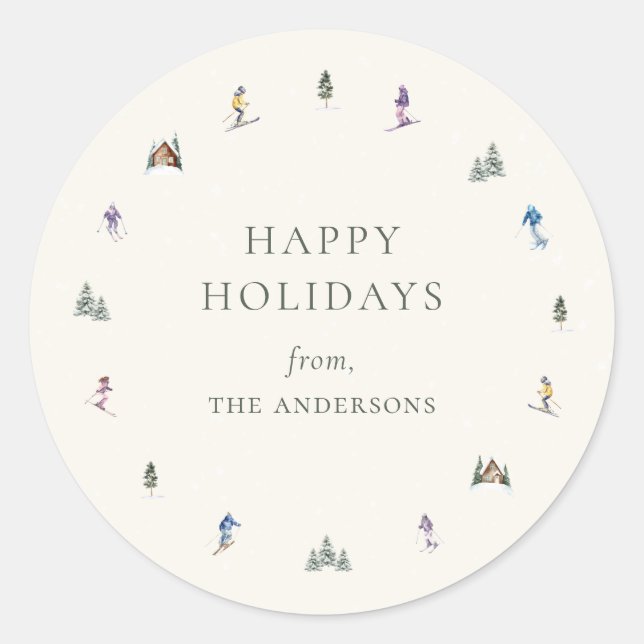 Adesivo Redondo WINTER SLOPES Holiday (Frente)