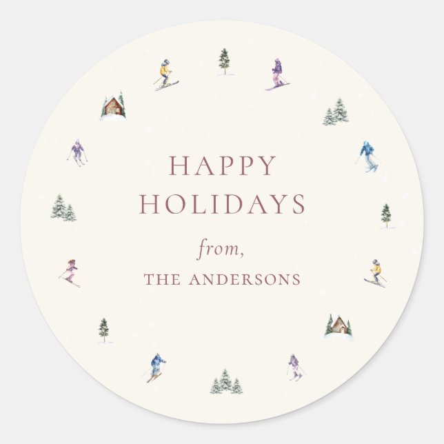 Adesivo Redondo WINTER SLOPES Holiday (Frente)