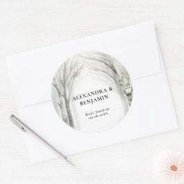 Adesivo Redondo Winter Snow Cute Woodland Animals Coed Baby Shower