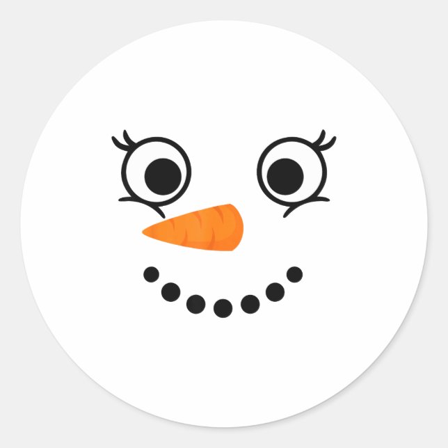 Adesivo Redondo Winter Snowman Face Eyelashes Christmas Xmas Fun D (Frente)