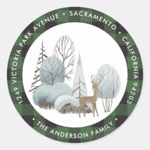 Adesivo Redondo Winter Wonderland Christmas Return Address Labs