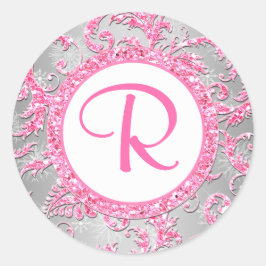 Adesivo Redondo Winter Wonderland Damask Bat Mitzvah Sticker