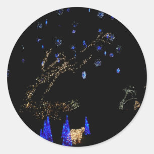Adesivo Redondo Winter Wonderland Lights Blue and White Holiday