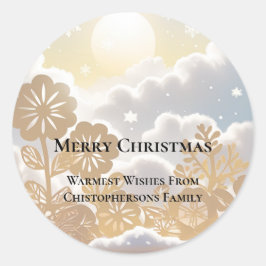 Adesivo Redondo Winter Wonderland Merry Christmas