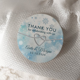 Adesivo Redondo Winter Wonderland Weding Obrigado Sticker