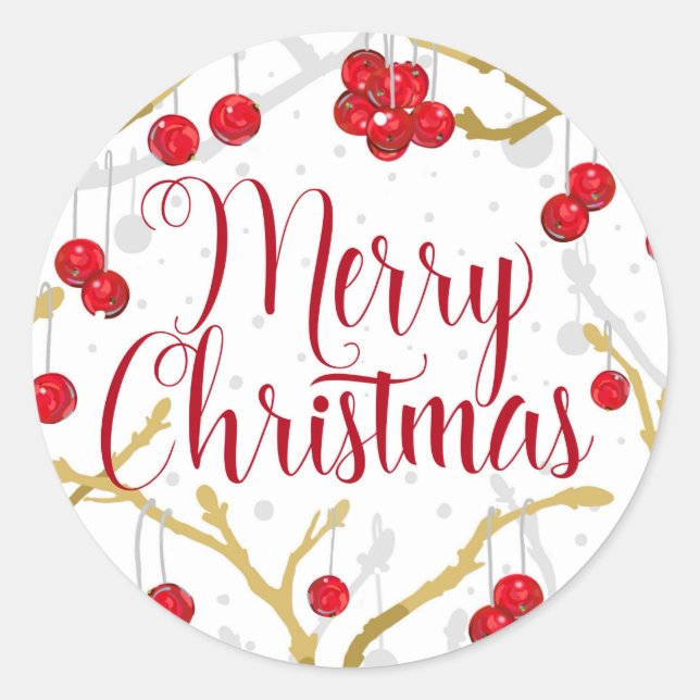 Adesivo Redondo Winterberry Merry Christmas (Frente)