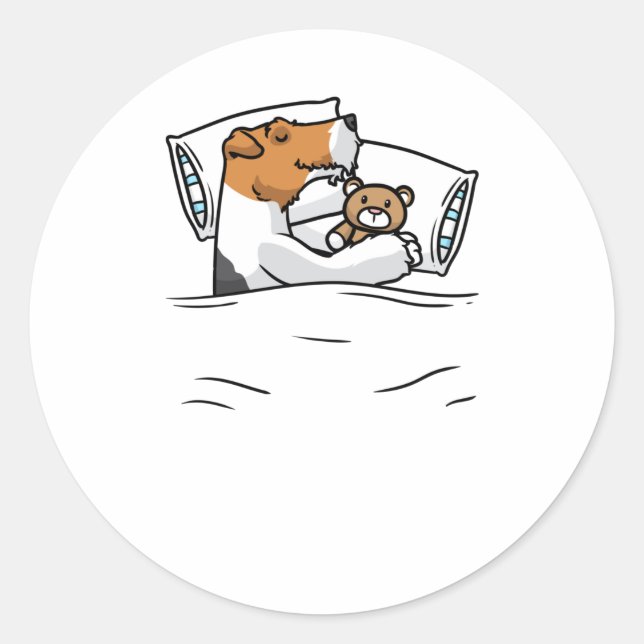 Adesivo Redondo Wire Fox Terrier Sleep Shirt (Frente)