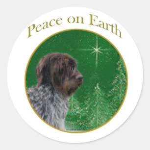 Adesivo Redondo Wirehaired Apontando Griffon Peace