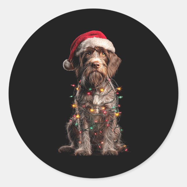 Adesivo Redondo Wirehaired Inting Griffon Christmas Graphics Dog L (Frente)
