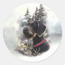 Adesivo Redondo Wirehaired Pointer Alemão, GWP