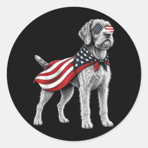 Adesivo Redondo Wirehaired Pointing Griffon 4 de Julho Americano