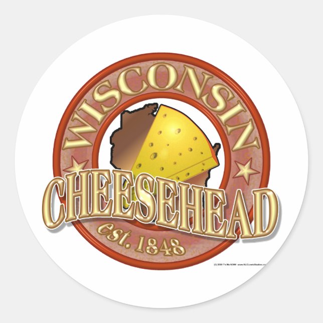 Adesivo Redondo Wisconsin Cheesehead Seal (Frente)