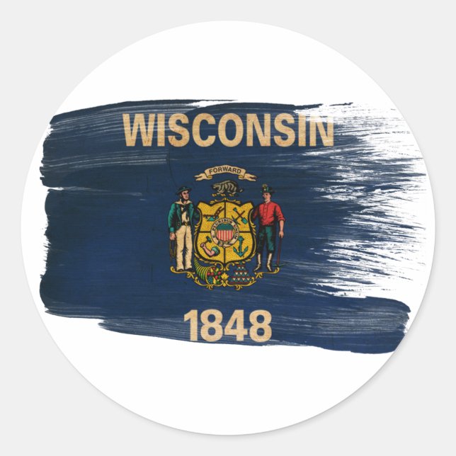Adesivo Redondo Wisconsin Flag (Frente)