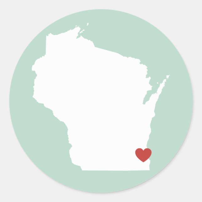 Adesivo Redondo Wisconsin Love - Customizable Sticker (Frente)