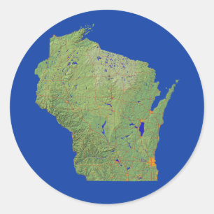 Adesivo Redondo Wisconsin Map Sticker