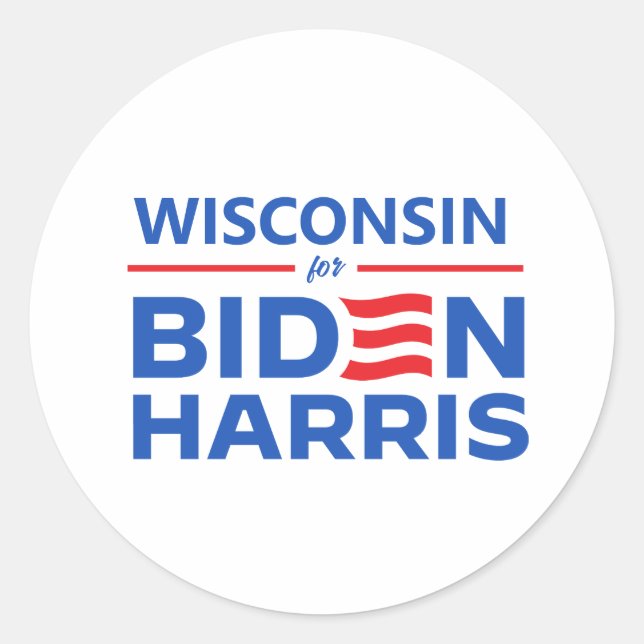 Adesivo Redondo Wisconsin para Biden Harris (Frente)