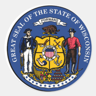 Adesivo Redondo Wisconsin State Seal