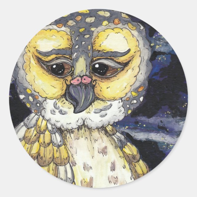 Adesivo Redondo Wise Old Owl Stickers (Frente)