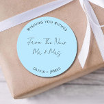Adesivo Redondo Wishing You Riches From The New Mr Mrs Wedding Bag<br><div class="desc">Wishing You Riches From The New Mr Mrs Wedding Bag Classic Round Sticker</div>