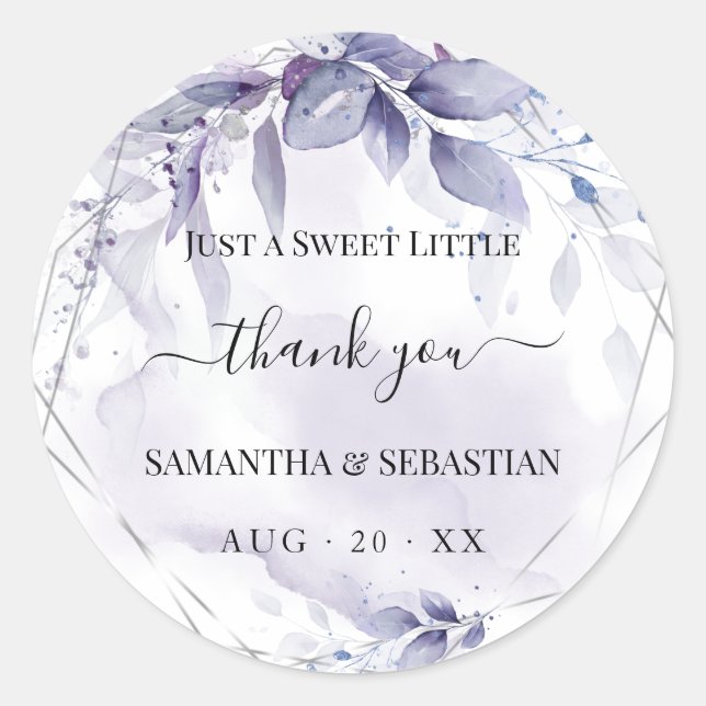 Adesivo Redondo Wispy Floral Dusty Plum Obrigado (Frente)