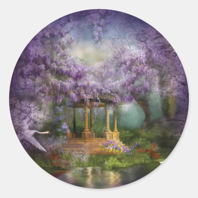 Adesivo Redondo Wisteria Lake Art Stickers (Frente)