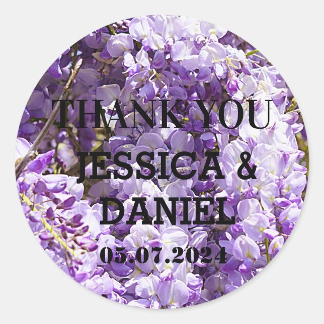Adesivo Redondo Wisteria Purple Floral Flor Árvore Violeta Violeta (Frente)