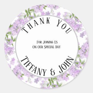 Adesivo Redondo Wisteria Wedding Obrigado