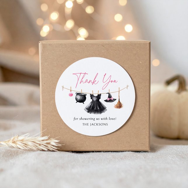 Adesivo Redondo Witch Halloween Baby Shower (Criador carregado)