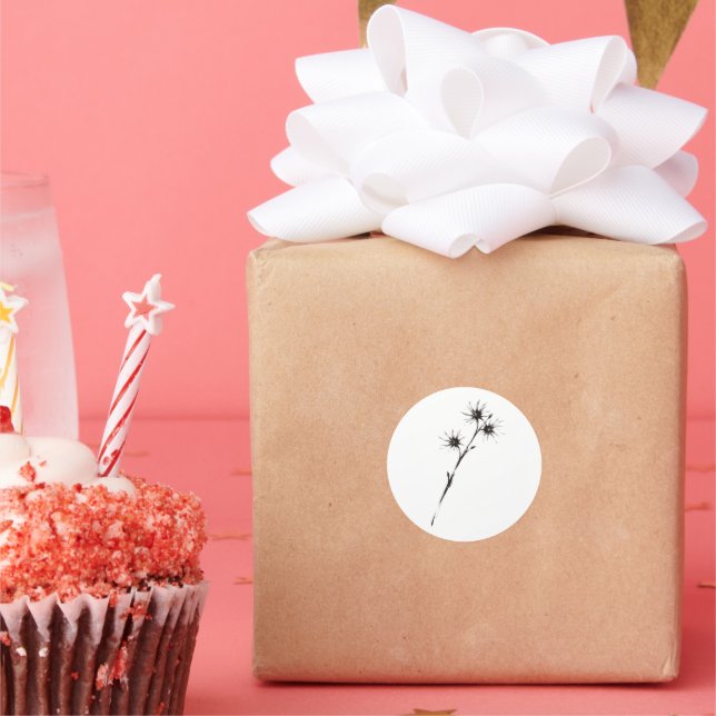 Adesivo Redondo Witch Hazel Inspired Ink Botanical Art on  (Festa)