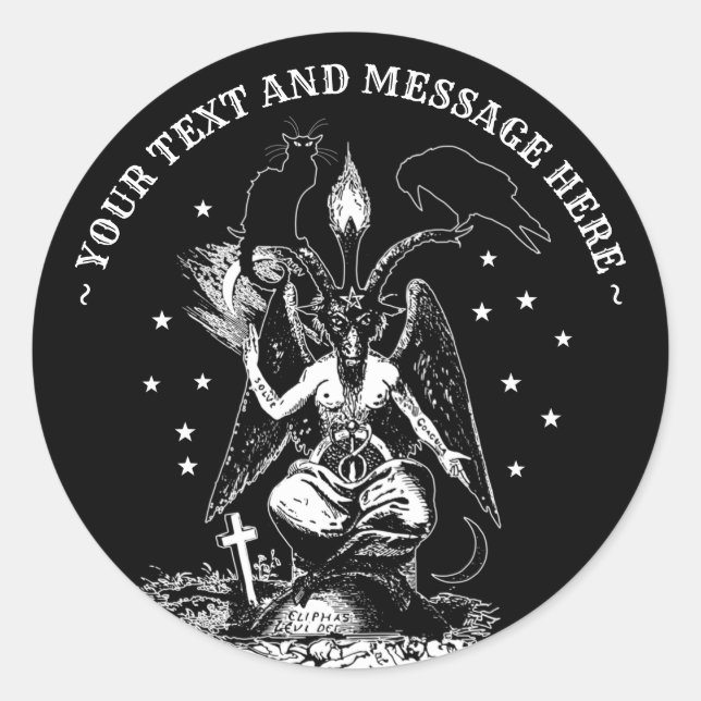 Adesivo Redondo Witchcraft Baphomet Gothic Personalizado (Frente)