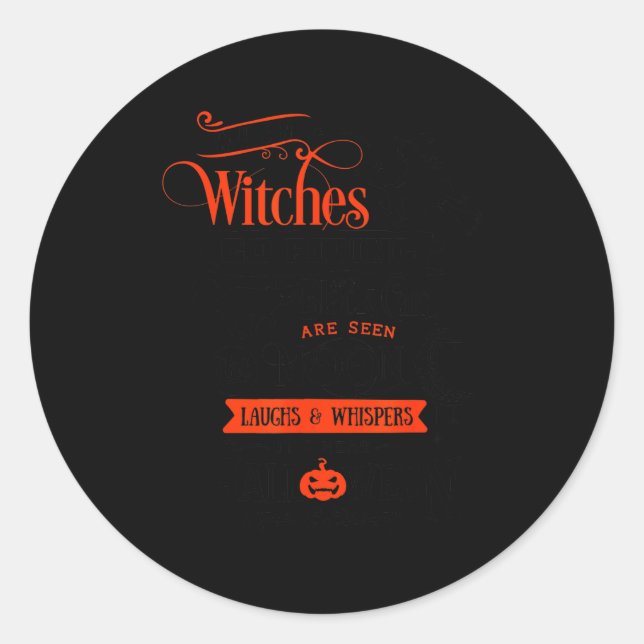 Adesivo Redondo Witches, Black Cats, And Moon Halloween  (Frente)