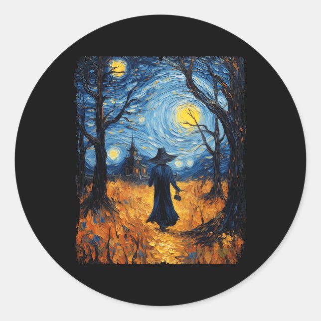 Adesivo Redondo Witeen Starry Night Van Gogh Costume Art (Frente)