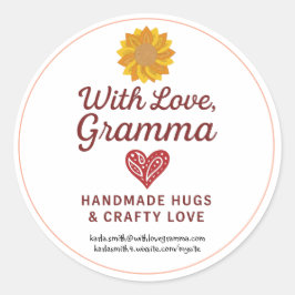 Adesivo Redondo With Love, Gramma Sticker