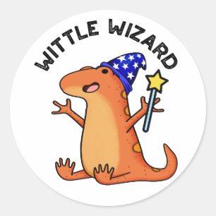 Adesivo Redondo Wittle Wizard Funny Lizard Pun