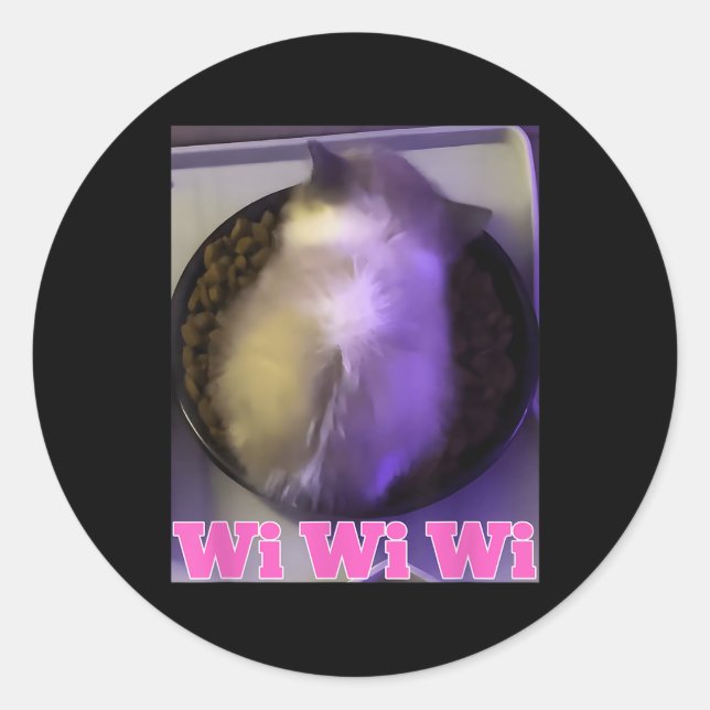 Adesivo Redondo Wiwiwi Cat Meme (Frente)